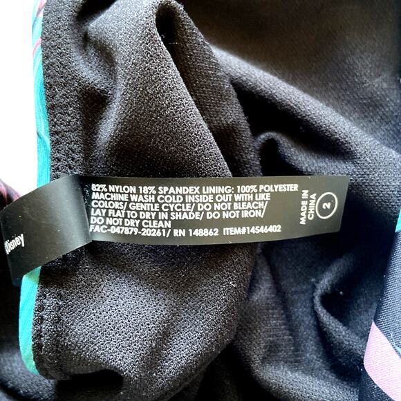 Disney Vneck Knot Cutout Stitch Hawaiian Tropical Palm Crop Top Swim Shirt 2 - Picture 8 of 8